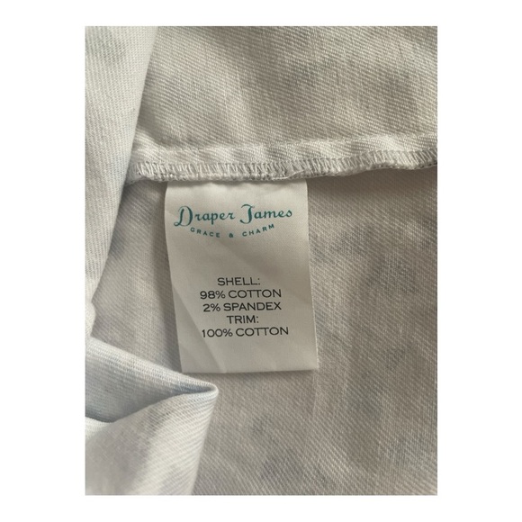 NWT Draper James Printed Denim Popover Top in Magnolia White Short Sleeve Top - Picture 7 of 8